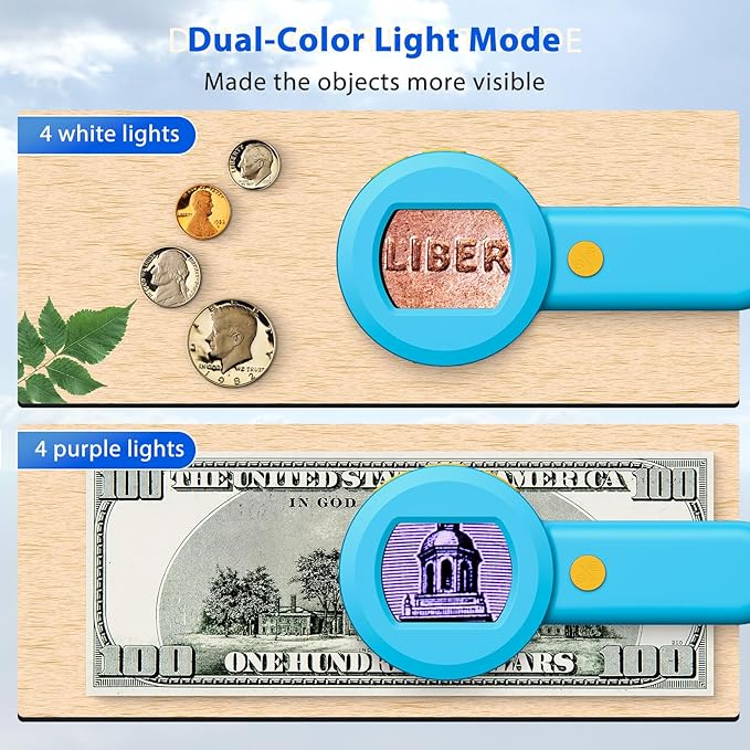 Microscope Magnifying Glass for Kids and Adults: 100X Portable Handheld Digital Microscope with Light - Pocket Jewelers Loupe with 2" Screen - USB Mini Coin Magnifier for Collector