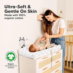 2-Pack Organic Changing Pad Covers for Girl, Boy, Neutral - 100% Cotton Changing Table Pad Cover, Soft Baby Nursery Diaper Changing Pad Sheets,Contour Changing Pads Liners,Change Pad Cover (Dreamland)