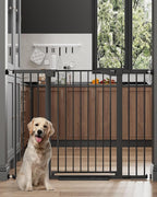Cumbor 36" Extra Tall 29.7"-51.5" Baby Gate for Stairs, Easy Wall Through Dog Gates for Doorways Extra Wide, Pressure Mounted Tall Pet Gate Indoor, Safety Auto-Close Child Gate for Kids, Black