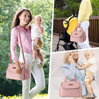 Breastmilk Cooler Bag with Ice Pack Fits 6 Baby Bottles up to 9 Ounce, Wearable Breast Pumps Cooler Bag for Nursing Mom Daycare, Work, Travel- Pink