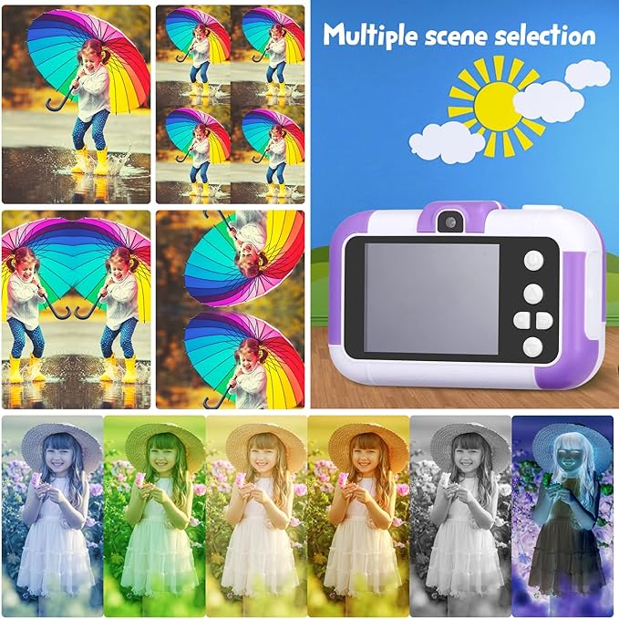 SUZIYO Children Camera, Birthday Electronic Toys for Kids, Upgrade Toddlers Selfie Digital Camcorder 1080P for Age 4-7 Years Old Boys Girls with 32G SD Card, Purple