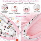 Baby Lounger - Baby Lounger for Newborn 0-24 Months, Breathable and Soft Cotton Cover Baby Nest, Portable Cozy Tummy Time Lounger for Home and Travel, Ideal Baby Essentials & Shower Gifts