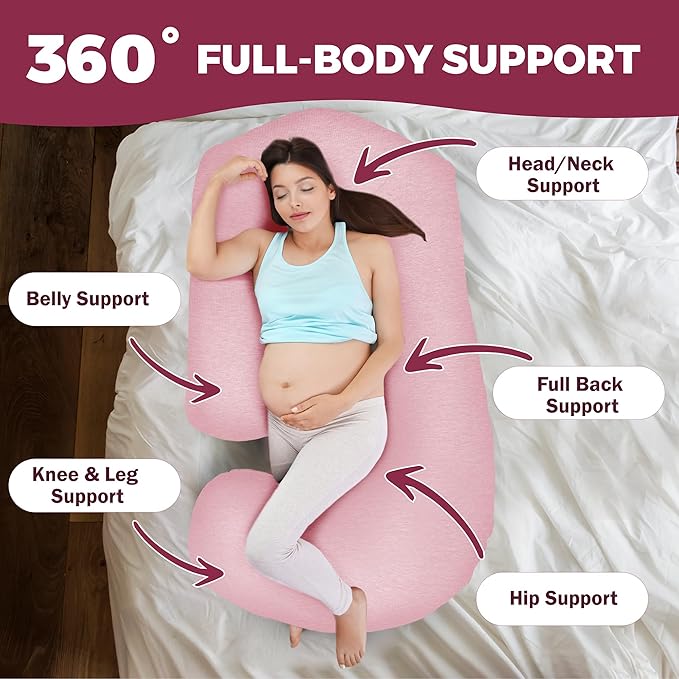 PILLANI Pregnancy Pillows for Sleeping - V C U Shaped 57inch Full Body Pillow with Removable Washable Cover, Cooling Maternity Pillow for Pregnant Women, Support for Back Belly Legs Hip