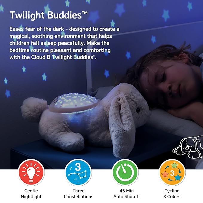 Cloud b Calming Nightlight Star Projector | Gentle Brightness | 3 Colors | 3 Constellations | Auto-Shutoff | Bunny