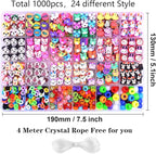 1000PCS Polymer Clay Beads Bracelet Making kit, 24 Style Cute Fun Beads Animal Beads Charms for Jewelry Necklace Earring Making DIY Accessories for Women Girls