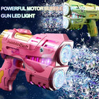 2 Pack Bubble Guns for Kids, Rechargeable LED Light Up Dinosaur Bubbles Machine Blower with 4 Bottles Refill Solution for Toddlers 4-8, Wedding Party Birthday Gift