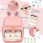 Weitars Diaper Bag Backpack Large Baby Diaper Bag with Changing Pad Travel Diaper Backpack,Baby Bag for Boys Girls,Stroller Straps,5 Insulated Pockets (Pink)