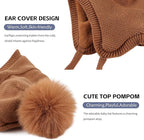 Basic Winter Baby Beanie Gloves Boys Girls Knitted Hat Pompom Kids Earflap Hats Warm Infant Toddler Beanie Mittens Set