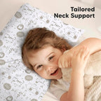 KeaBabies Toddler Pillow with Pillowcase, Jumbo 14X20 - Soft Organic Cotton Toddler Pillows for Sleeping - Machine Washable - Perfect for Travel, Toddler Bed Set (KeaSafari)