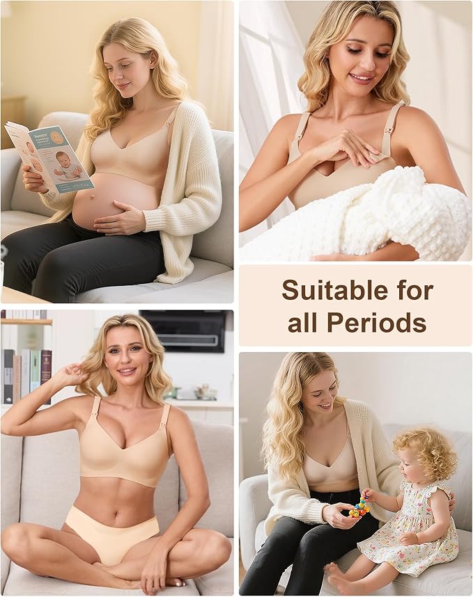 QDN 3 Pack Nursing Bras for Breastfeeding Pregnancy Bras for Women Maternity Nursing Bra Sleep Bras for Women