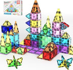 PicassoTiles 100pc Magnetic Tile Mini Diamond Set Travel Size STEM Educational Building Kit for Toddlers Preschool Boys Girls Age 3 Plus Montessori Indoor Learning Toy for Creative Development PTM100