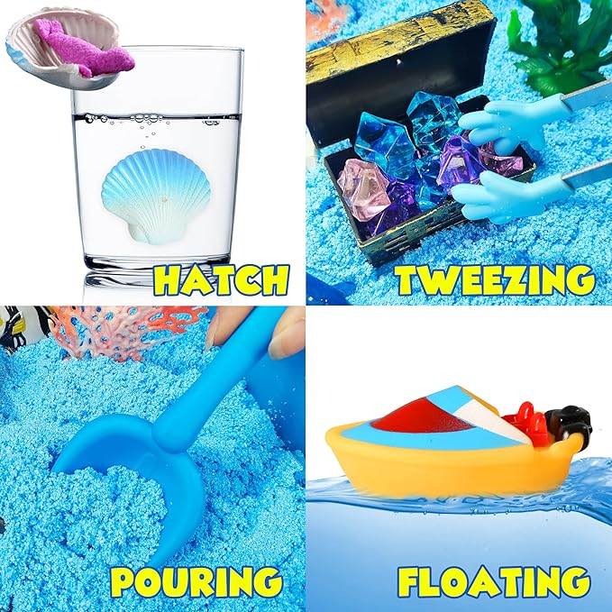 Ocean Sensory Bin, Ocean Sensory Water Toys with Sea Animal for Toddlers Boys and Girls, Kids Toys Gift Sand Box for Age 3 4 5 6 7 8