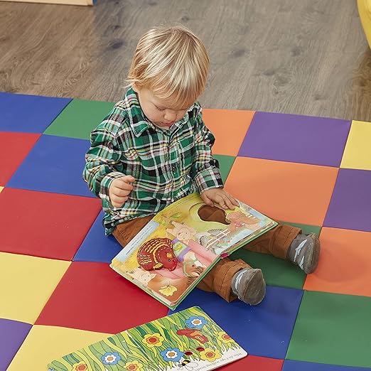 ECR4Kids SoftZone Patchwork Activity Mat, Folding Playmat, Assorted