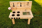 Noble Toys Mini Mud Kitchen with Functional Stovetop Sink for Kids | Pretend Play Toddler Table with Running Water | Outdoor Playset Working Sink | Real Wooden Kitchens | Preschool Equipment