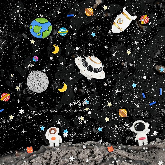 LAWOHO 6 Pack Galaxy Slime Kit for Kids- Cloud, Butter & Clear Slimes with Space Add-ins, 360ml Black Slime for Boys Girls, Kids Slime Kits for Easter Christmas Halloween Birthday, Space Party Favors