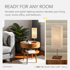 Adesso 26” Table Lamp with Walnut Wood Base, Brushed Steel Finish & Crinkle Paper Shade – Perfect Lighting for Bedroom, Living Room and Corner Decor, Beige