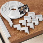GORILLA GRIP Baby Proof Corners and Edges for Furniture, Kid Proofing Adhesive Table Corner Protectors, Heavy Duty Soft Rubber Foam Protection, Includes 8 Protective Safety Guards, 15 Feet, Off White