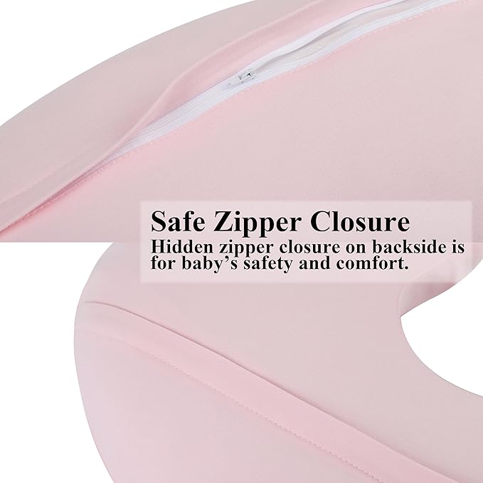 Onacosht 100% Organic Cotton Nursing Pillow Cover Soft Breathable Jersey Feeding Pillow Slipcover Fits Standard Infant Nursing Pillow for Baby Boy and Girl, Pink