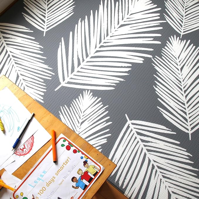 Cushmat Stylish Reversible Foam Play Mat (Large, Alpha - Palm Char) - Soft, Waterproof, Durable Play mat for Infants, Babies, Toddler, Kids & Grownup - 6.5ft x 4.5ft