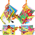 Vanmor 2 Pack Baby Cloth Books, High Contrast Sensory Crinkle Toys for 0-6 Months Infants, Soft Tummy Time Travel Essentials, for Boys, Easter Basket Stuffers