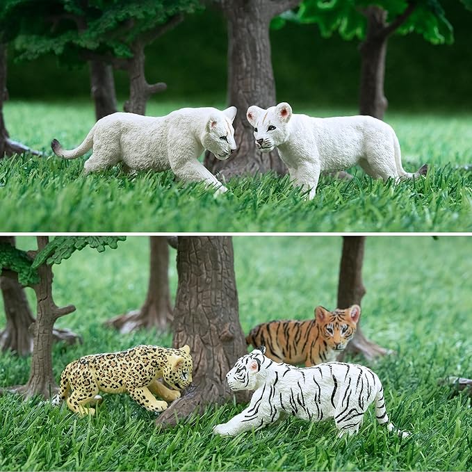Toymany 12 Safari Animal Figurines, High Emulational Baby Plastic Zoo Animals, Lions Tigers Leopards Figure Toy Set, Easter Eggs Cake Toppers Christmas Birthday Gift for Kids Toddlers