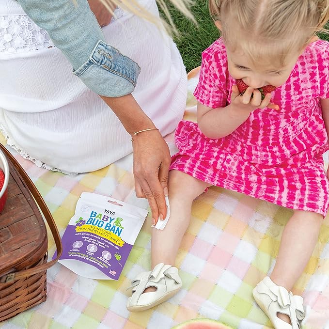 YAYA ORGANICS Baby Bug BAN Insect Repellent Wipes – All-Natural, DEET-Free, Non-Toxic, for Babies, Kids and Sensitive Skin (48 Count, Pack of 4)