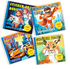 BulbaCraft 4Pcs Sticker Paint Books for Boys - Sticker Books by Number with Superheroes, Trucks, Animals and Space - Coloring Activity for Kids