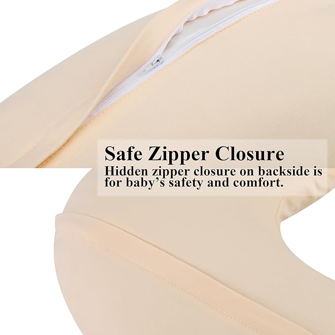 Onacosht 100% Organic Cotton Nursing Pillow Cover Soft Breathable Jersey Feeding Pillow Slipcover Fits Standard Infant Nursing Pillow for Baby Boy and Girl, Pale Yellow