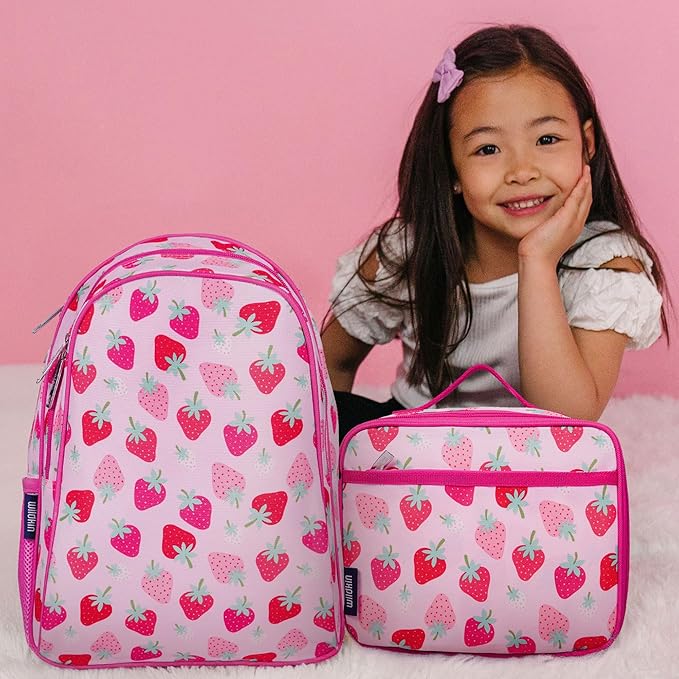 Wildkin 15-inch Kids Backpack – Durable, Padded, Adjustable for School & Travel - Strawberry Patch