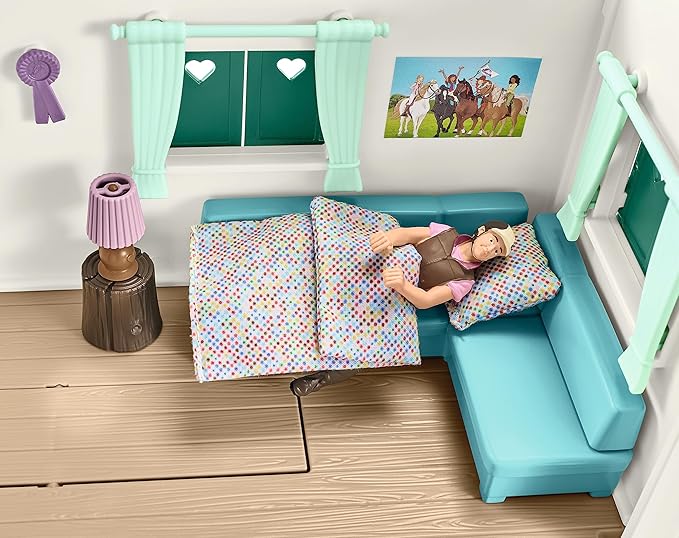 Schleich Horse Club - 113PC Interactive Camping Trip - Car and Camper Caravan Playset with Horse and Rider Figures, Dog Figurine and Accessories for Girls, Boys - Realistic Kids Toys Ages 5+ | 72205