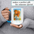 Personalized Coffee Mug, Custom Photo Caricature Gift, Funny Customized Coffee Gift for Men & Women, Custom Mugs with Pictures, Light Blue 15oz Customized Ceramic Tea Cup
