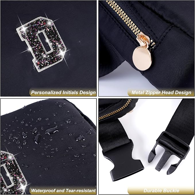 Graduation Gifts for Teens Kids Daughter Sister Her - Birthday Gifts for 3 4 5 6 7 8 9 10 11 12 13 Year Old Girls,Fanny Pack Crossbody Bag Belt Bag Cute Trendy Stuff | Black,Initial D