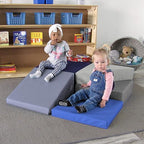 Factory Direct Partners 12366-NVPB SoftScape Playtime Corkscrew Climber for Infants and Toddlers, Colorful Beginner Soft Foam Structure for Indoor Active Play (5-Piece Set) - Navy/Powder Blue