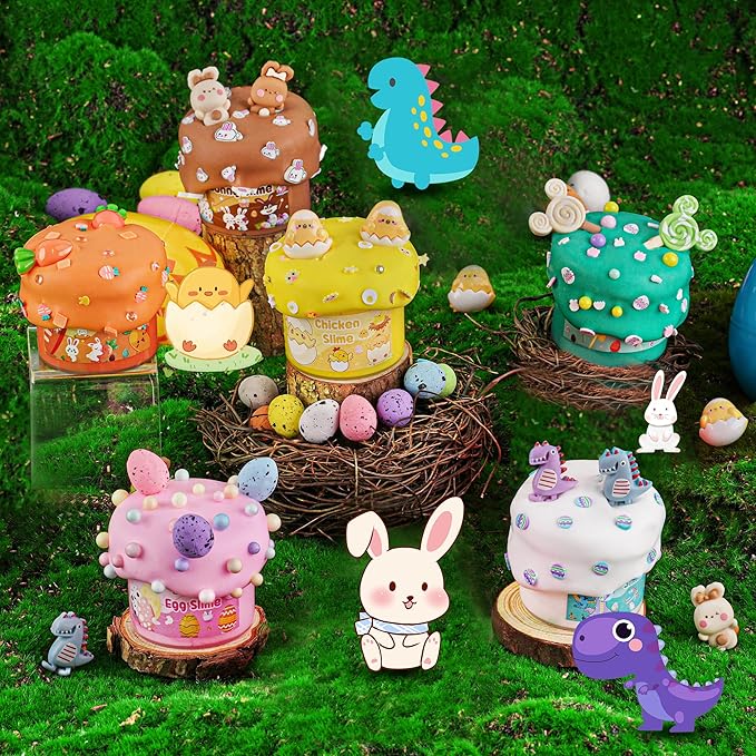 LAWOHO Butter Slime Kit Easter Basket Stuffers - 6 Prefilled Easter Eggs with Butter Slime & Cute Slimes Add-ins, Soft & Non Stick Fluffy Slimes for Birthday Party Favors for Girls & Boys Egg Fillers