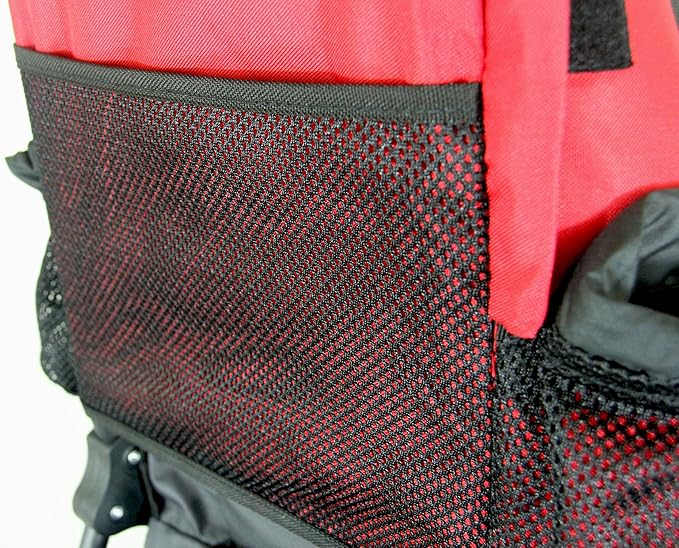 ClevrPlus Cross Country Baby Backpack Carrier, Red, Toddler Hiking Backpack with Comfortable Seat, Adjustable Straps & Belt, Foldable Frame Lightweight Large Capacity Child Carrier for Outdoor