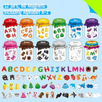 12 Pieces Magnetic Color Sorting Jars, 60 Color & Letter Magnets for Fridge Whiteboard, Early Educational Sorting Toy Set, Alphabet A-Z Learning Tool for Baby Toddlers Kids