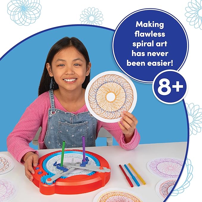 Spirograph Electric Machine - Arts and Crafts, Kids Toys, Art Supplies, Craft Supplies, Drawing Kit, Spiral Art, Classic Gear Design Kit, Case, Pens, Design Sheet Included, Ages 8+