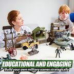 SYNCFUN Military Toy Set with Army Base, Vehicles, Action Figures & Weapon Accessories, Helicopter with Light & Sound - Christmas Birthday Gift for Kids Boys Girls