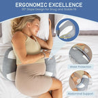 Plus Sized Pregnancy Pillow for Sleeping - Belly, Hip, Back Support for Pregnant Women -Maternity Wedge Pillow for Reducing Pregnancy Fatigue- Adjustable and Washable
