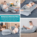 Cute Castle Pregnancy Pillows, Soft U-Shape Maternity Pillow with Removable Cover - Full Body Pillows for Adults Sleeping - Pregnancy Must Haves - Jumbo 57 Inch - Light Grey