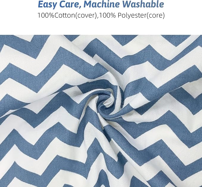 LAT Nursing Pillow for Breastfeeding,100% Cotton Removable Cover,Ergonomic Breast Feeding Pillows for Mom and Baby,Machine Washable(Blue Wave)