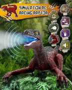 Eulogia Dinosaur Toy, RC Dinosaur Car with 2-in-1 Remote, Gesture-Sensing Forward Backward Dino, Features Spray & Sounds & Lights, One-Key Demo Car, 4-12 Boys Grils Gift for Birthday Christmas Party