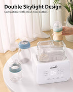 Baby Bottle Warmer, Grownsy 8-in-1 Fast Milk Warmer with Timer Breastmilk or Formula, Fits 2 Bottles, Accurate Temperature Control, with Defrost, Sterili-zing, Keep, Heat Baby Food Jars Function