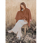 Konssy Muslin Nursing Cover for Breastfeeding, 360° Full Privacy Breathable 100% Cotton Breastfeeding Cover, Multi-use Carseat Canopy(Chestnut)