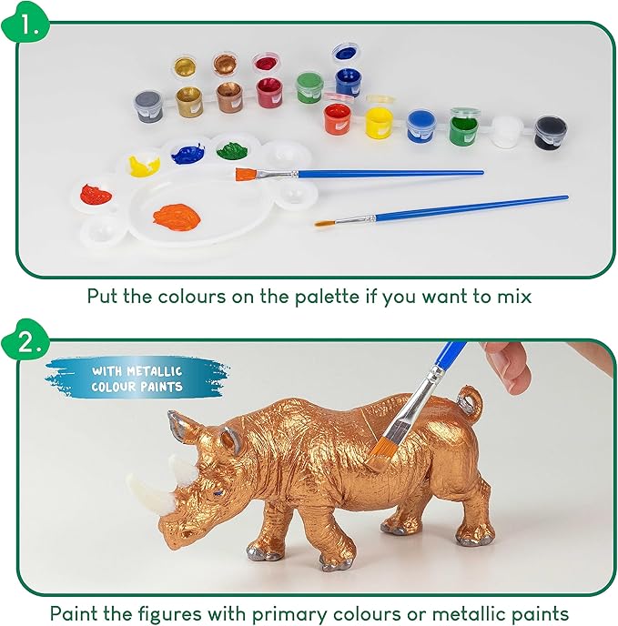 BONNYCO Animal Toys for Kids Painting Kit with 16 Figurines Animal Kids Crafts 4-8 with Glow in The Dark, Safari Gifts for Boys and Girls | Boy Toys 3 4 5 6 7 8 9 10 Years Old Birthday Christmas