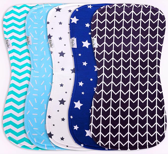 Premium 5-Pack Large Organic Cotton Burp Cloths – 3 Layers, Ultra Soft & Absorbent Burping Towel, Shoulder Towel & Hand Towel
