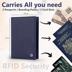 2 Passport Holder - Travel Essentials, RFID Blocking Wallet Credit Card Organiser, Plain Accessories Slim Cover For Men & Women