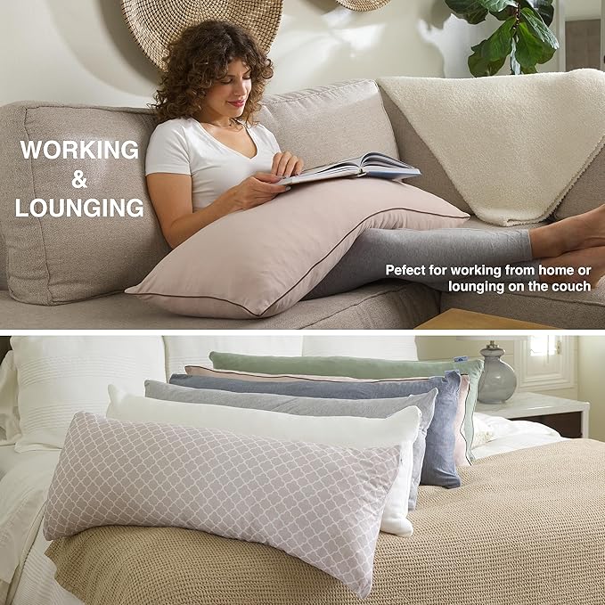 Pharmedoc Body Pillow, Pregnancy Pillows, Side Sleeper Pillow, Long, Memory Foam Pillow, Mocha