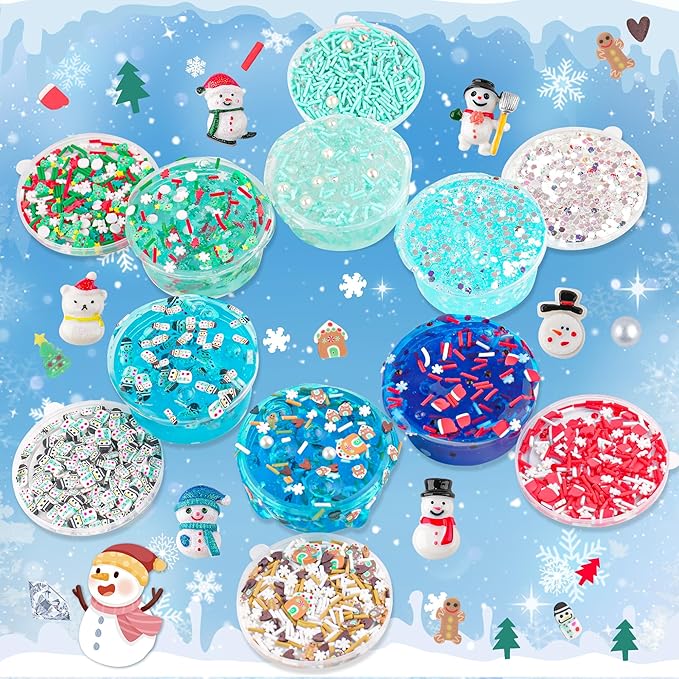 LAWOHO Slime Build a Snowman Kit, Snowman Christmas Crafts for Kids, Stocking stuffersfor Kids Christmas Crafts Xmas Gift