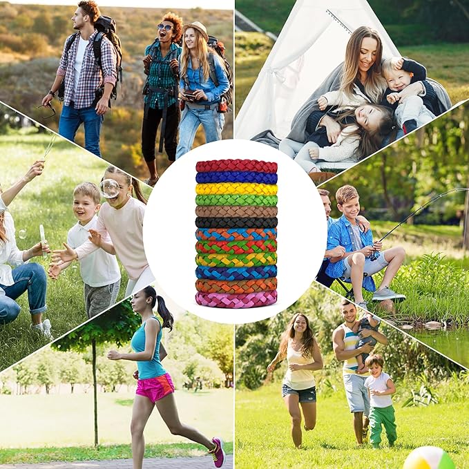 Mosquito Repellent Bracelets, DEET-Free, Individually Wrapped PU Leather Insect & Bug Repellent Wrist Bands (Pack of 24)